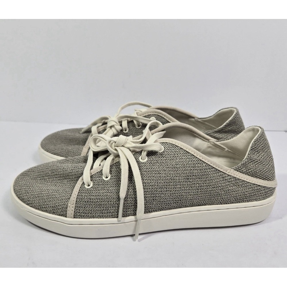 OluKai Pehuea Li Women's Gray/White Lace-Up Comfort Sneakers 8.5 W